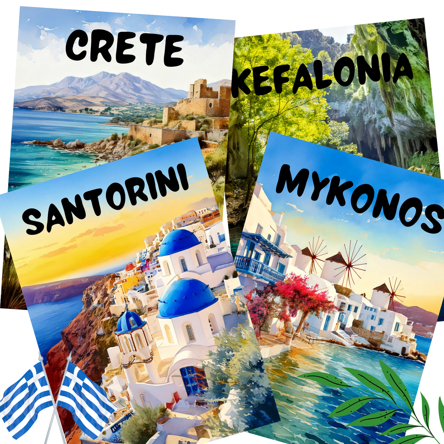 Greek Island Wedding Seating Chart & Table Cards – Watercolor Travel Theme (Editable Template + Print Files)