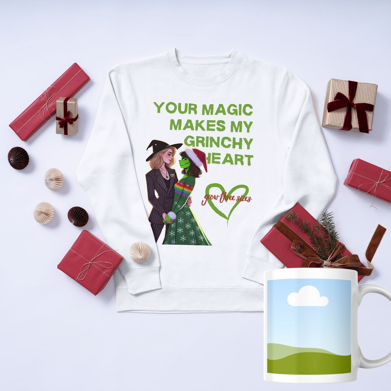 The Wicked & Grinch Lesbian Couple Art – Printable 5x7 PDF & 16x20 PNG Posters – Perfect for Wall Art, Stickers, Shirts, and More!