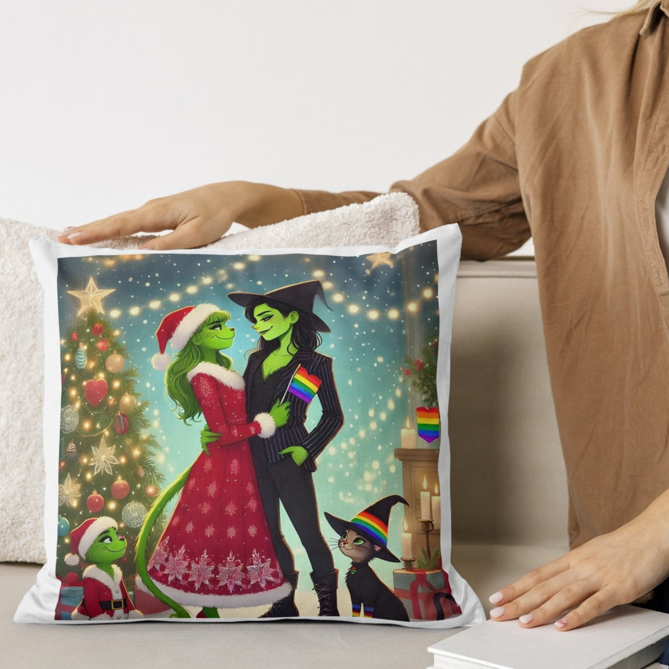 The Wicked & Grinch Lesbian Couple Art – Printable 5x7 PDF & 16x20 PNG Posters – Perfect for Wall Art, Stickers, Shirts, and More!