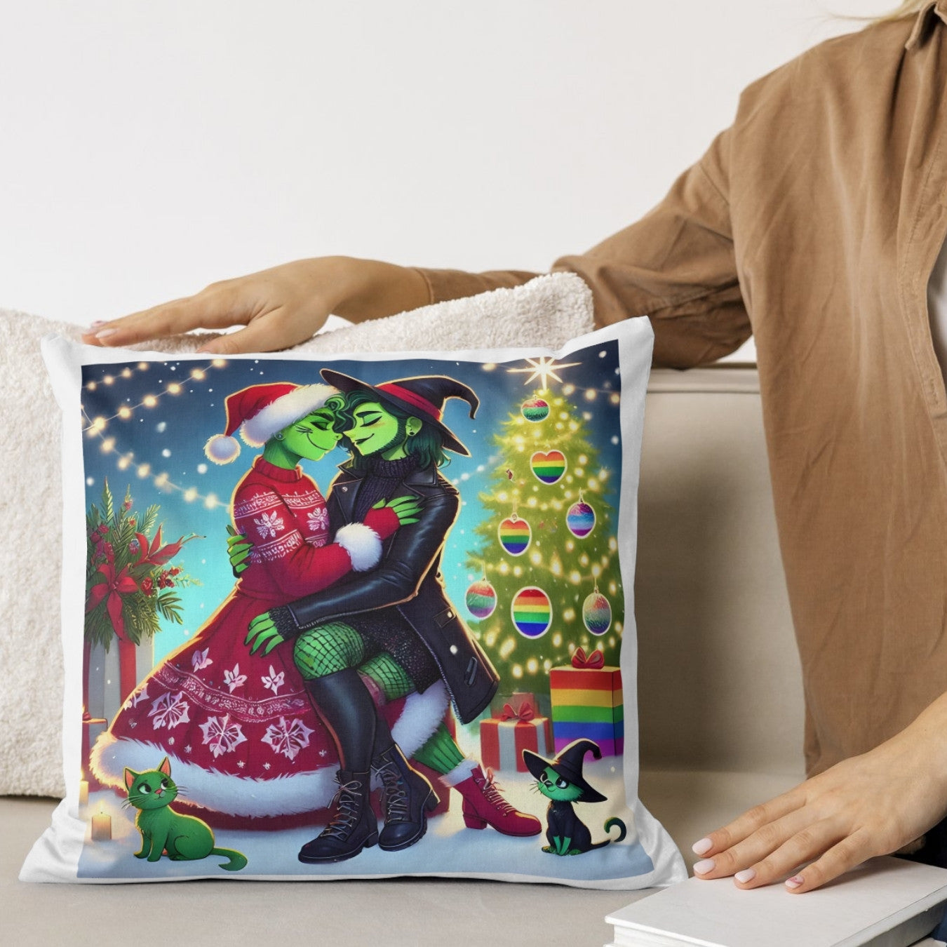 The Wicked & Grinch Lesbian Couple Art – Printable 5x7 PDF & 16x20 PNG Posters – Perfect for Wall Art, Stickers, Shirts, and More!