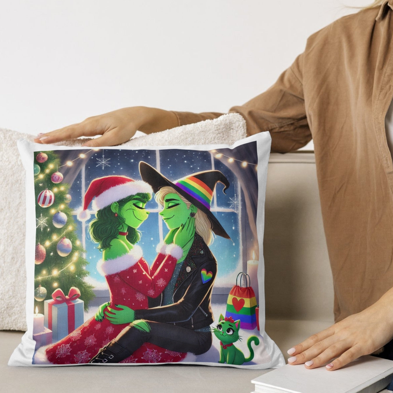 The Wicked & Grinch Lesbian Couple Art – Printable 5x7 PDF & 16x20 PNG Posters – Perfect for Wall Art, Stickers, Shirts, and More!