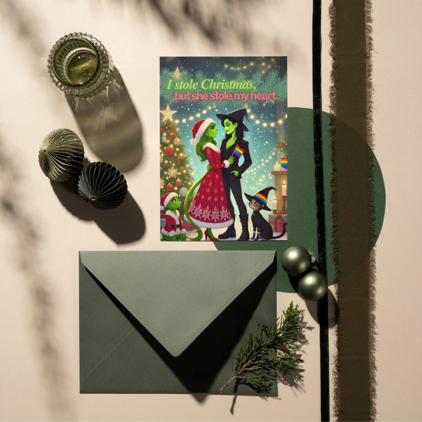 The Wicked & Grinch Lesbian Couple Art – Printable 5x7 PDF & 16x20 PNG Posters – Perfect for Wall Art, Stickers, Shirts, and More!