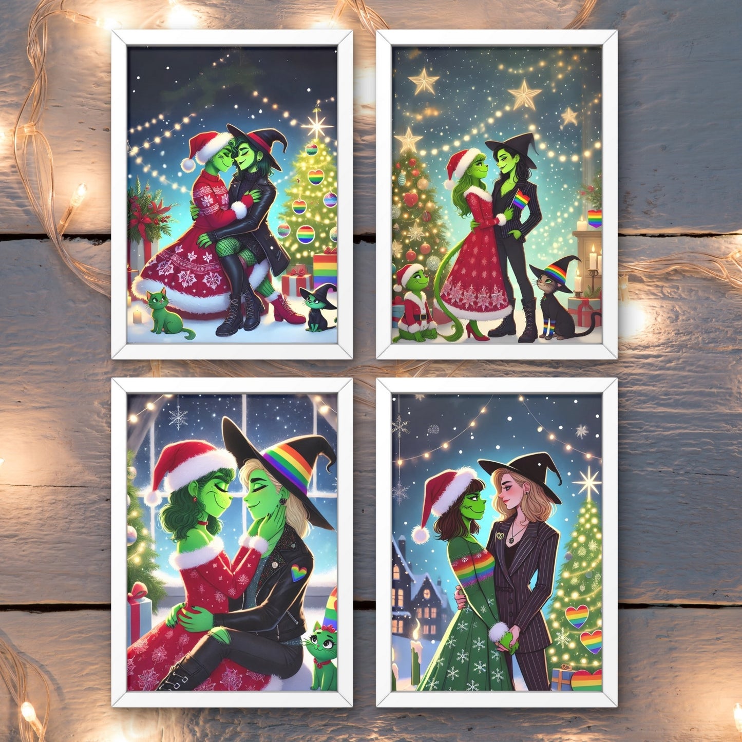 The Wicked & Grinch Lesbian Couple Art – Printable 5x7 PDF & 16x20 PNG Posters – Perfect for Wall Art, Stickers, Shirts, and More!