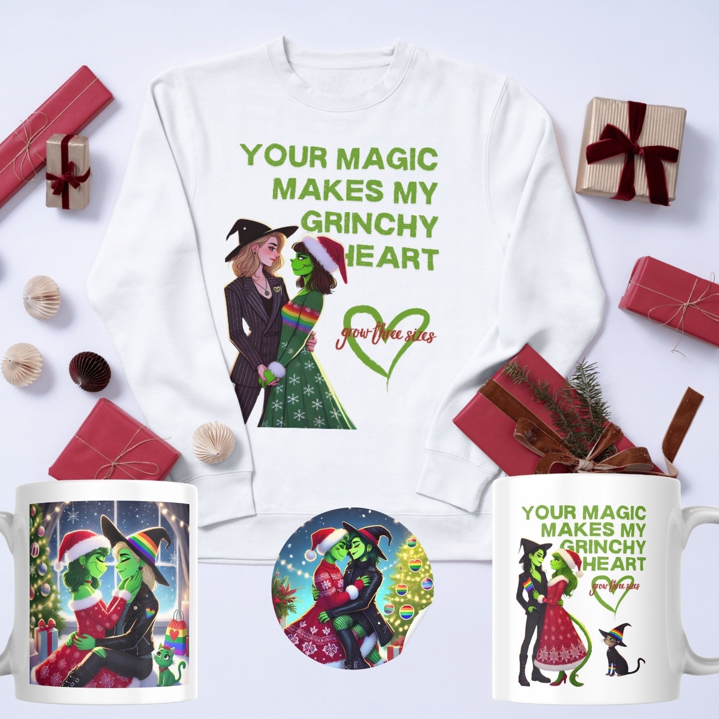 The Wicked & Grinch Lesbian Couple Art – Printable 5x7 PDF & 16x20 PNG Posters – Perfect for Wall Art, Stickers, Shirts, and More!