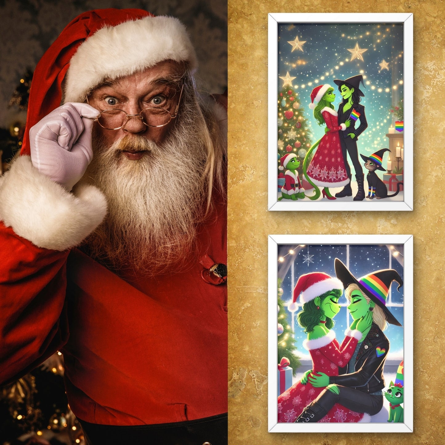 The Wicked & Grinch Lesbian Couple Art – Printable 5x7 PDF & 16x20 PNG Posters – Perfect for Wall Art, Stickers, Shirts, and More!