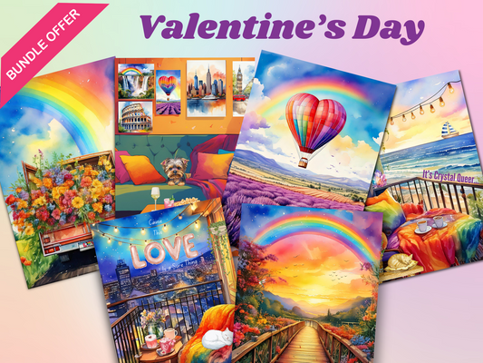 Lot de cartes de Saint-Valentin Queer Love – Célébrez les histoires d'amour LGBTQ+ | Lien Canva personnalisable, prêt à imprimer ou à utiliser en ligne