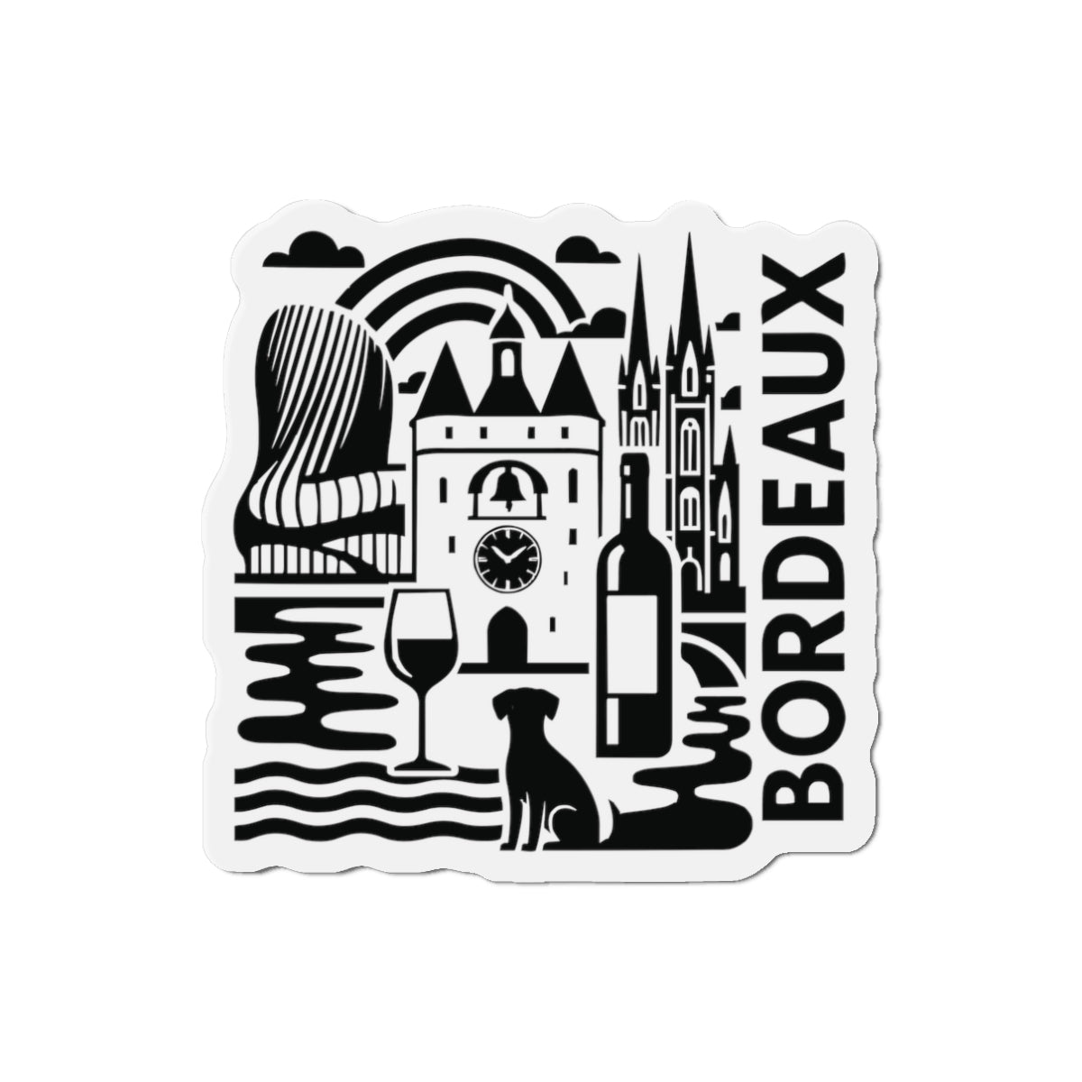 Bordeaux Cityscape Magnet – French Travel Art for Dog & Wine Lovers | Minimalist Souvenir